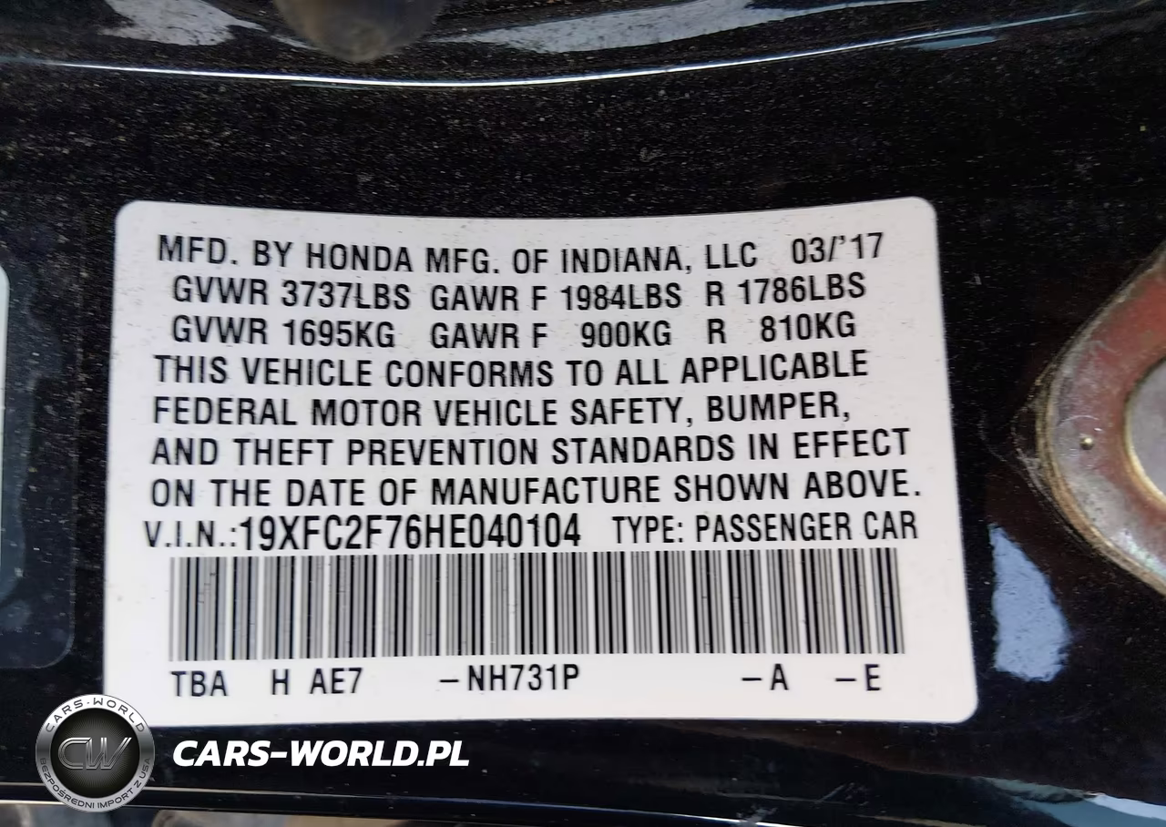 2017 Honda Civic Ex VIN:19XFC2F76HE040104 - 9