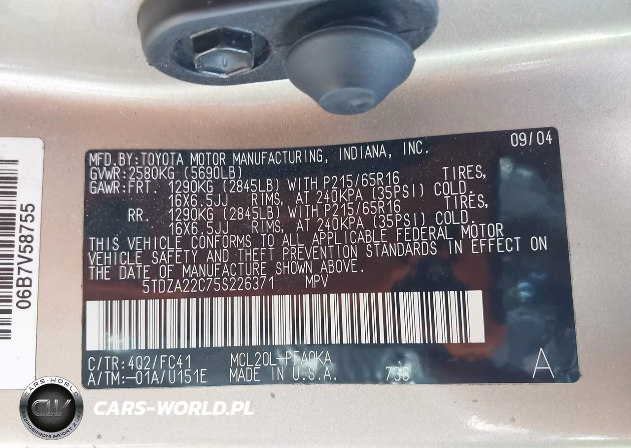 2005 Toyota Sienna Xle VIN:5TDZA22C75S226371 - 9