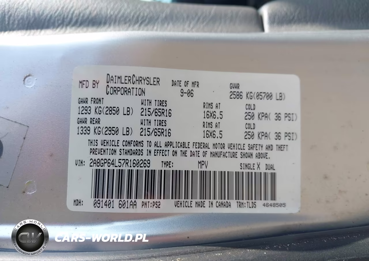 2007 Chrysler Town & Country Limited VIN:2A8GP64L57R160269 - 9