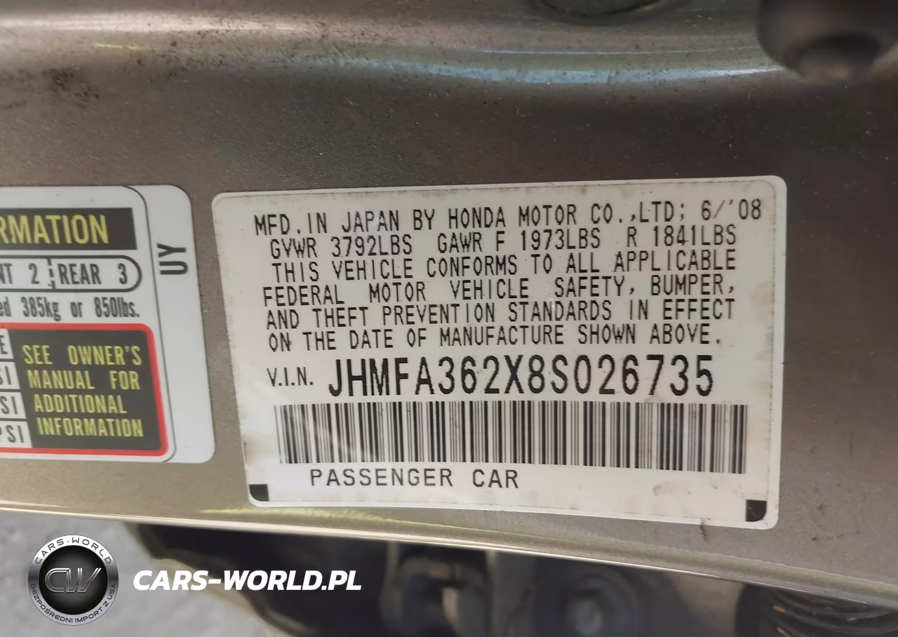 2008 Honda Civic Hybrid VIN:JHMFA362X8S026735 - 9