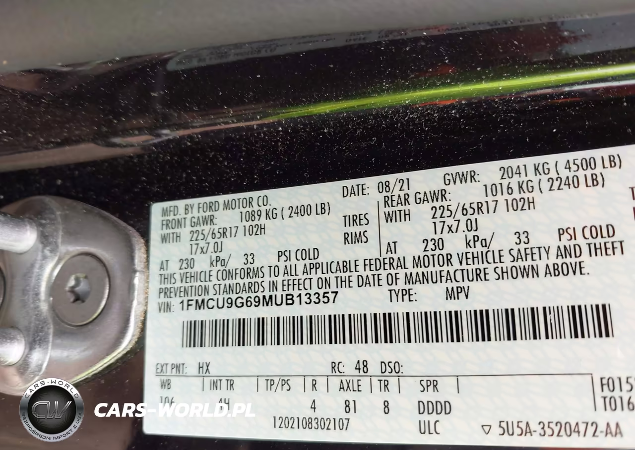 2021 Ford Escape Se VIN:1FMCU9G69MUB13357 - 9
