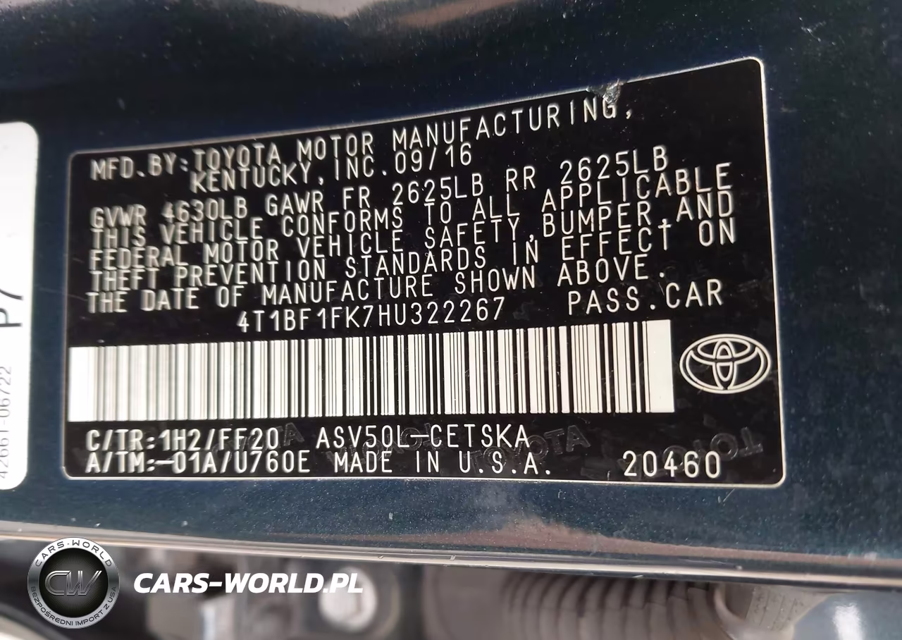 2017 Toyota Camry Se VIN:4T1BF1FK7HU322267 - 9
