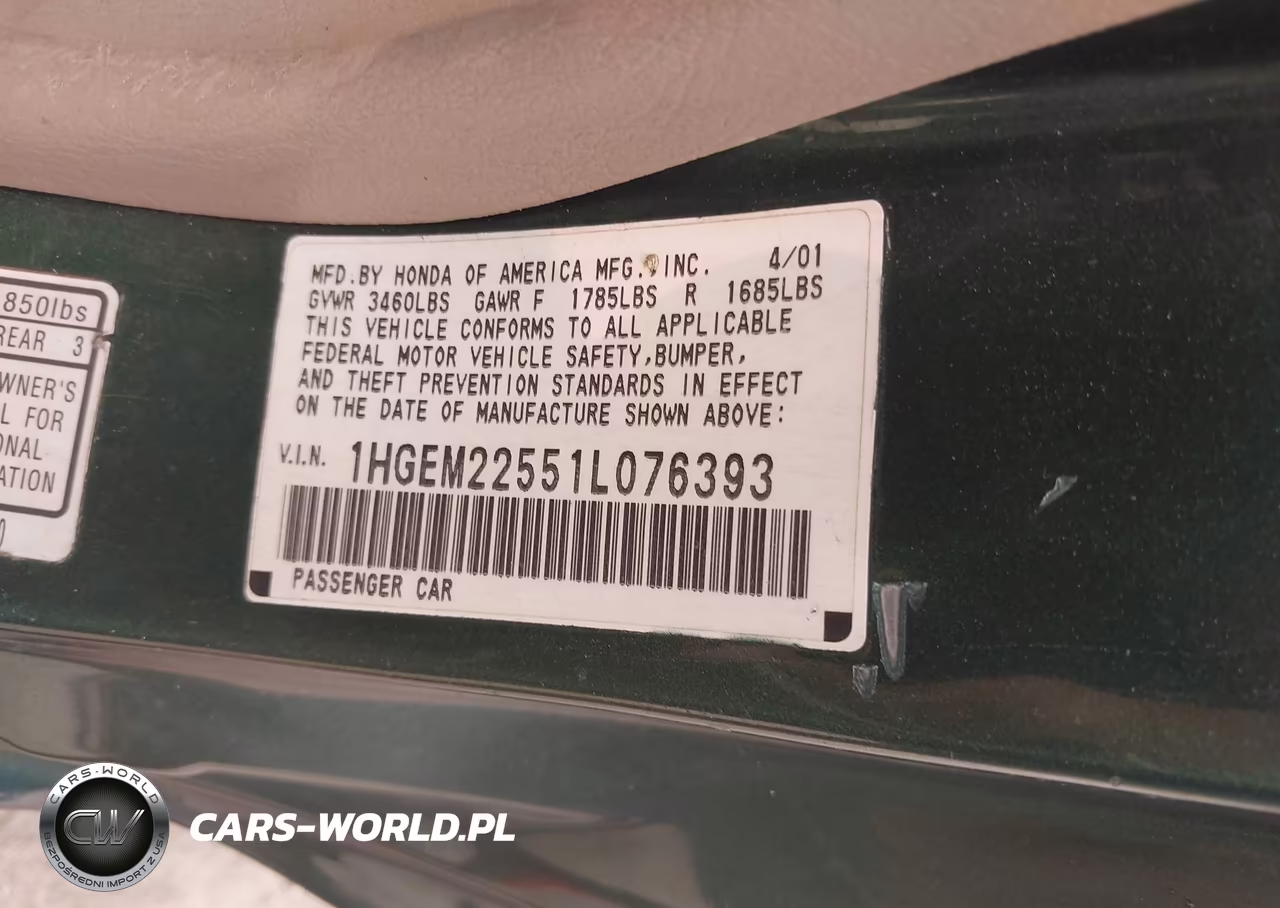 2001 Honda Civic Lx VIN:1HGEM22551L076393 - 9