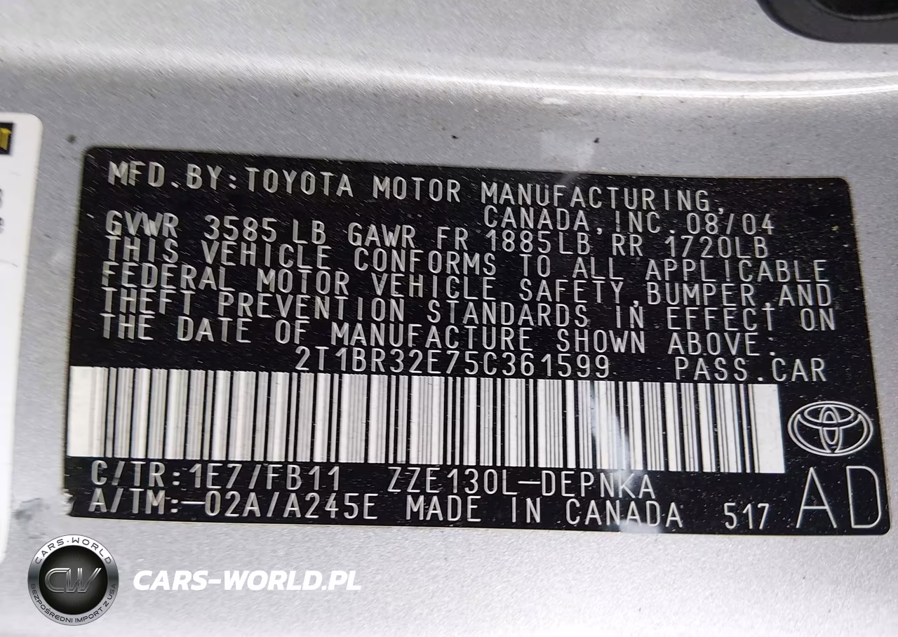2005 Toyota Corolla Le VIN:2T1BR32E75C361599 - 9