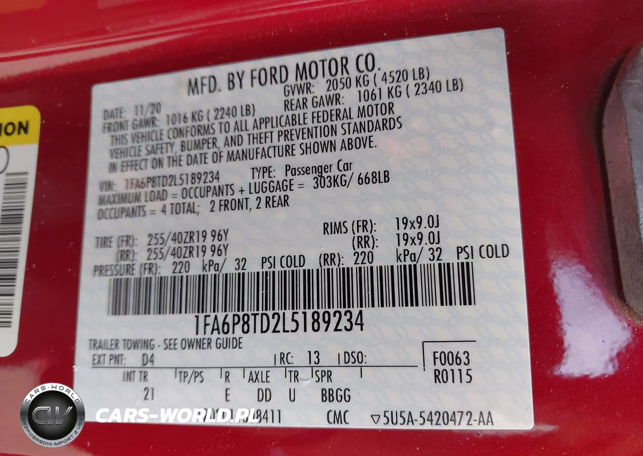 2020 Ford Mustang Ecoboost Fastback VIN:1FA6P8TD2L5189234 - 9