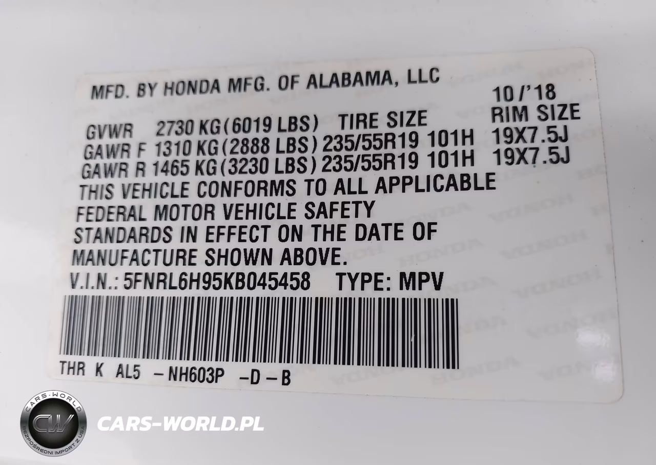 2019 Honda Odyssey Elite VIN:5FNRL6H95KB045458 - 9