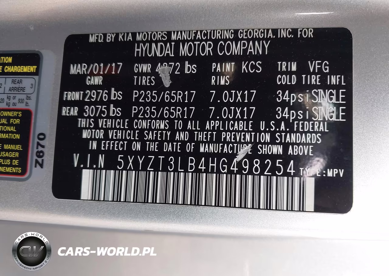 2017 Hyundai Santa Fe Sport 2.4L VIN:5XYZT3LB4HG498254 - 9