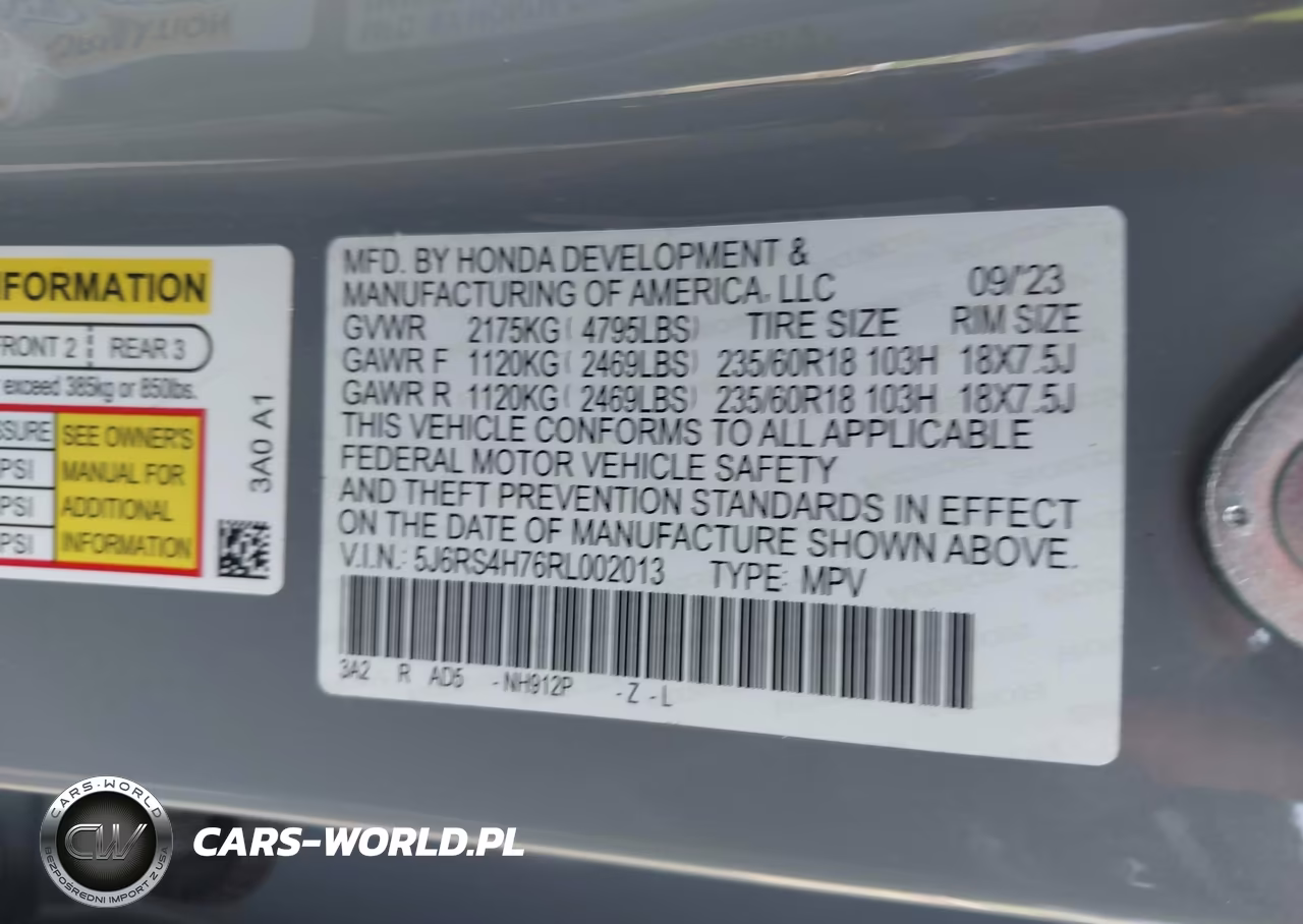 2024 Honda Cr-V Ex-L Awd VIN:5J6RS4H76RL002013 - 9