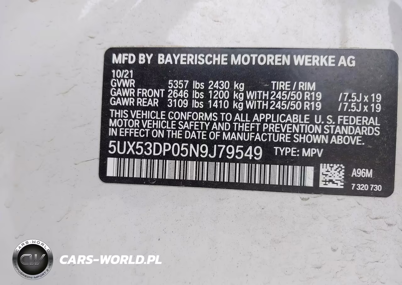 2022 BMW X3 xDrive30I VIN:5UX53DP05N9J79549 - 9