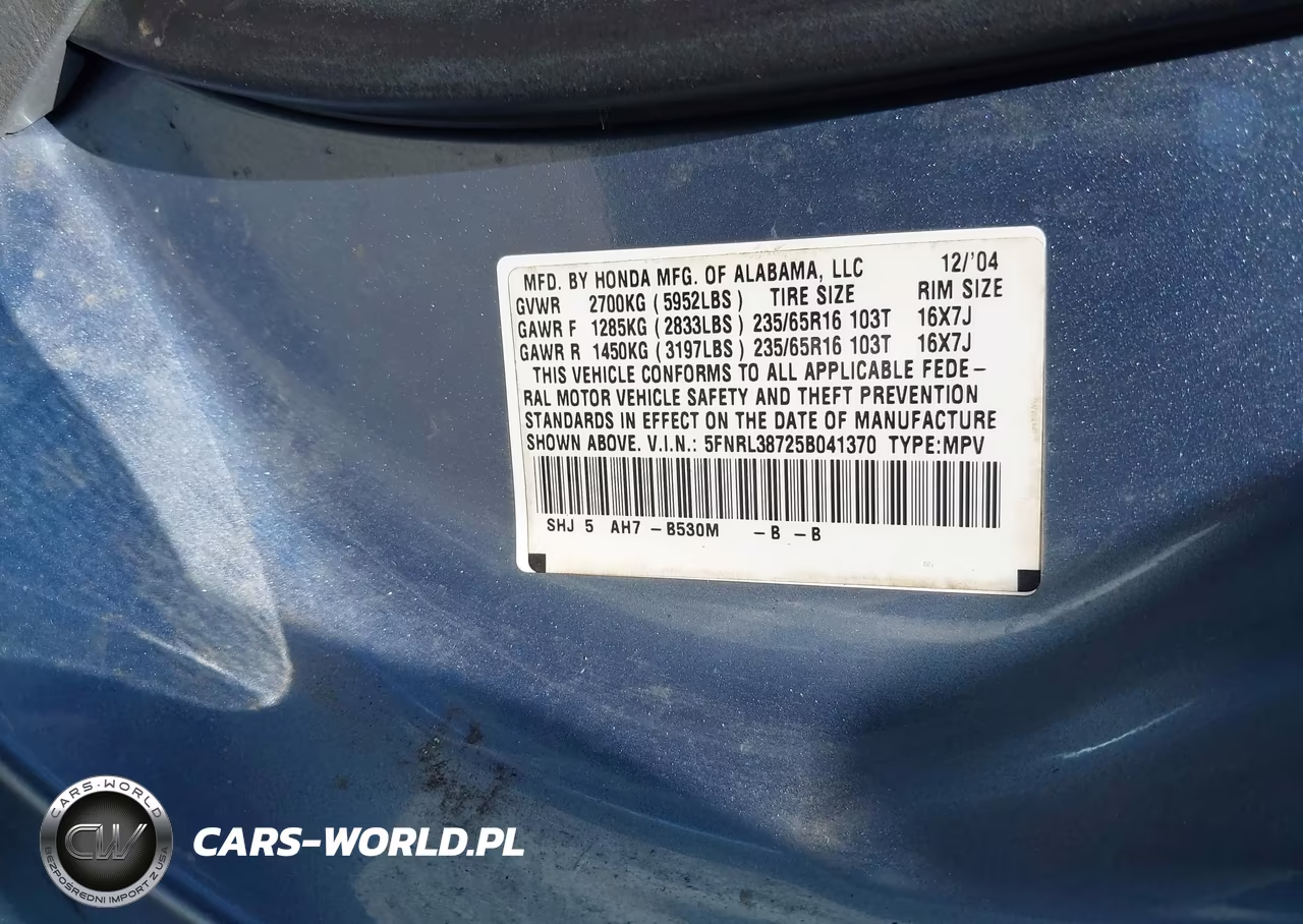 2005 Honda Odyssey Ex-L VIN:5FNRL38725B041370 - 9