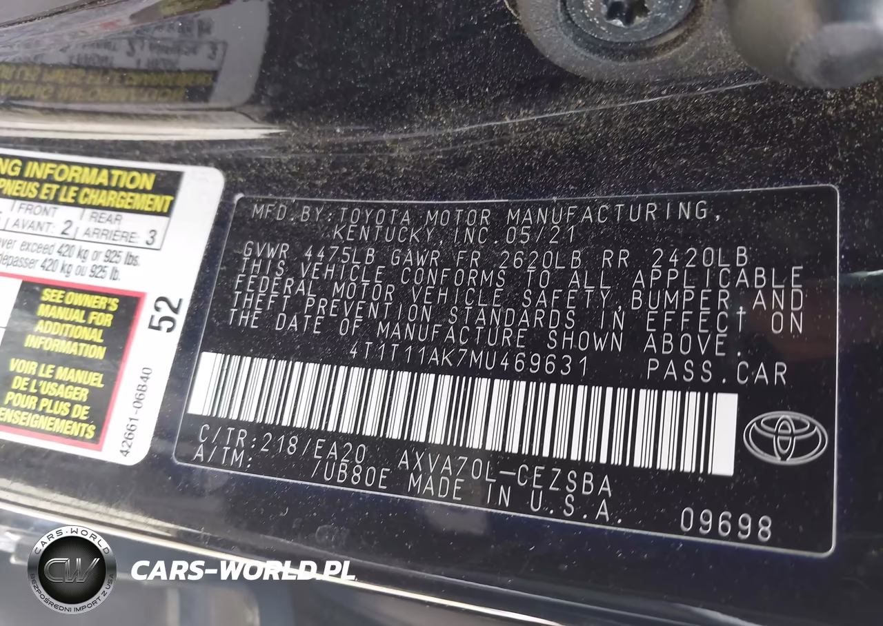2021 Toyota Camry Se VIN:4T1T11AK7MU469631 - 9