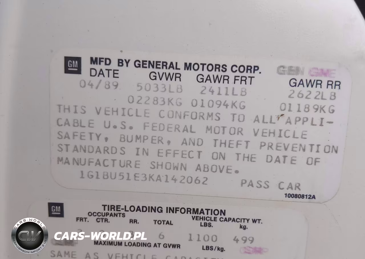 1989 Chevrolet Caprice Classic Brougham VIN:1G1BU51E3KA142062 - 9