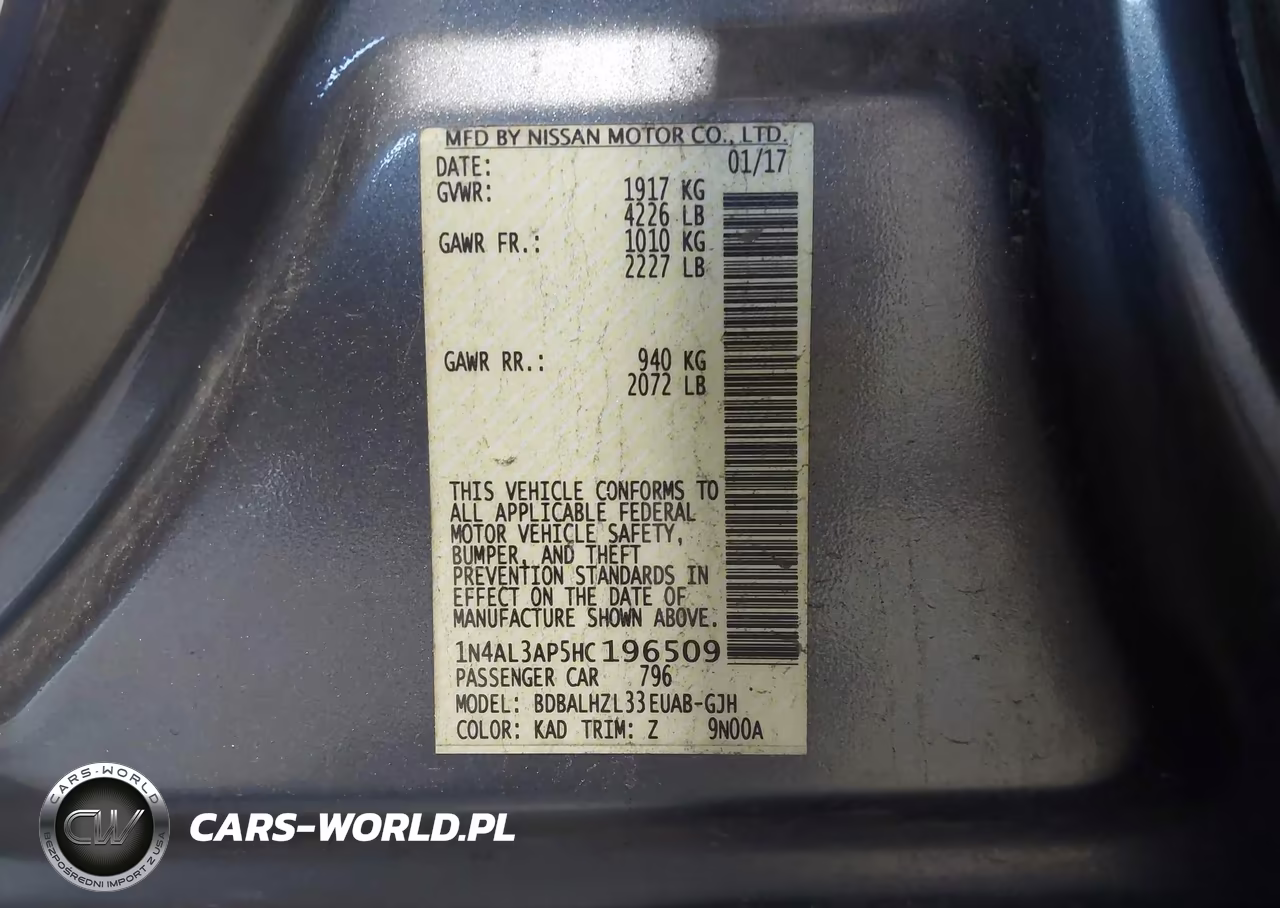2017 Nissan Altima 2.5 Sr VIN:1N4AL3AP5HC196509 - 9