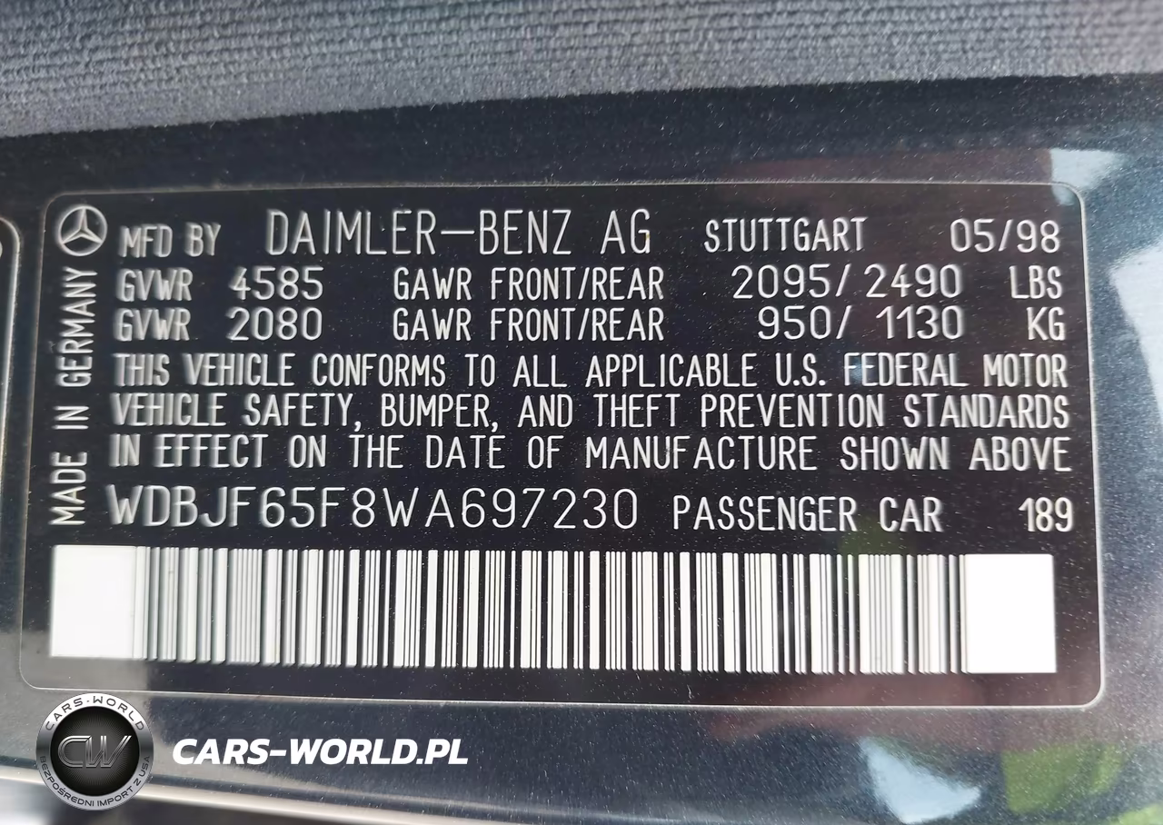 1998 Mercedes-Benz E 320 VIN:WDBJF65F8WA697230 - 9
