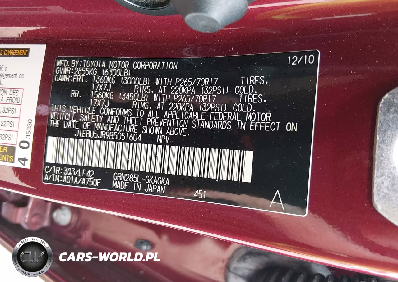 2011 Toyota 4Runner Sr5 V6 VIN:JTEBU5JR9B5051604 - 9