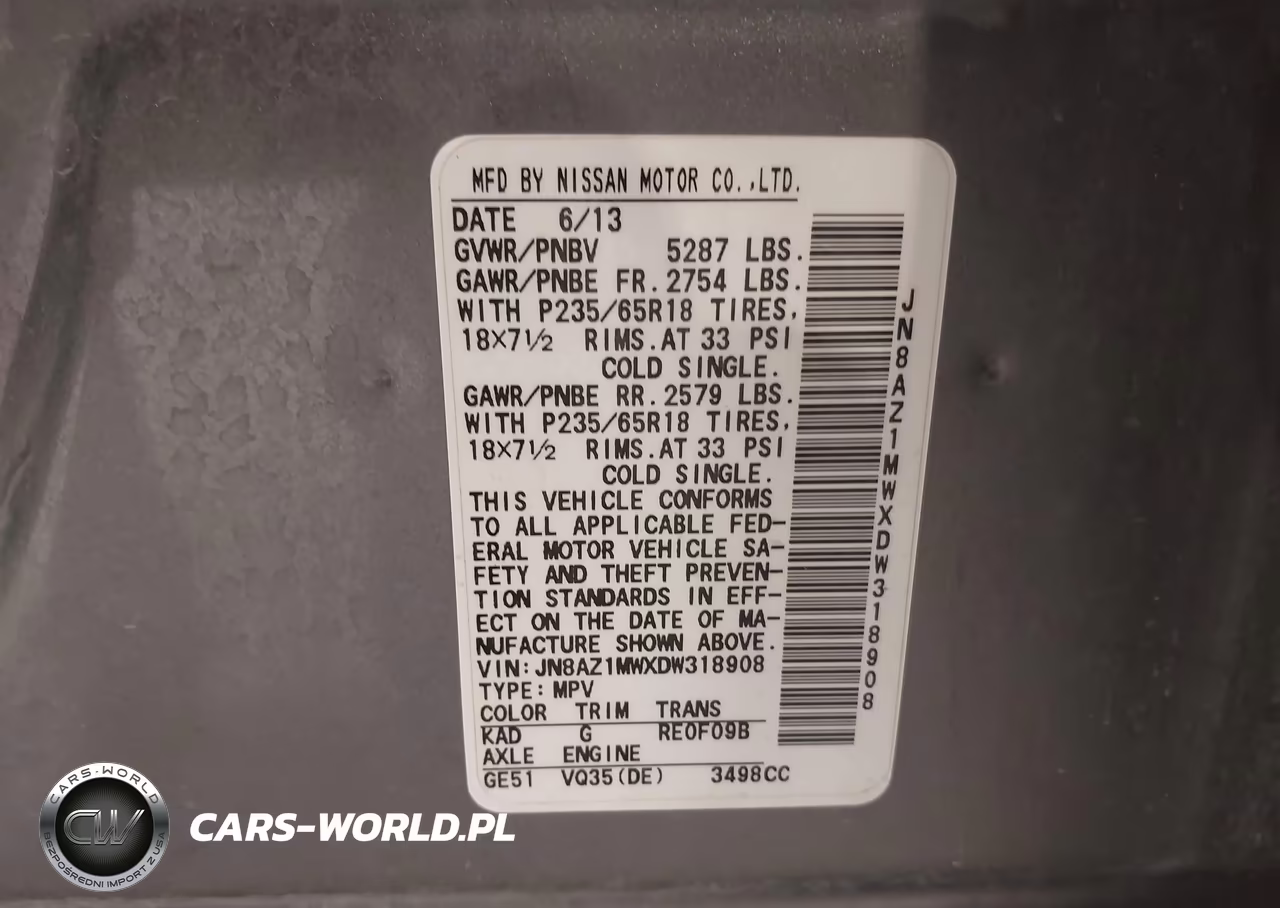 2013 Nissan Murano Sv VIN:JN8AZ1MWXDW318908 - 9