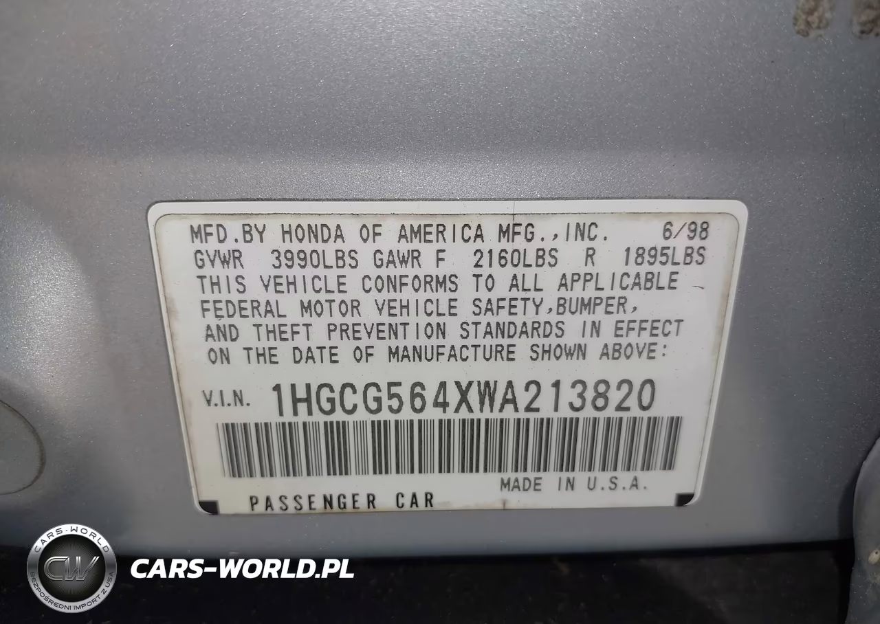 1998 Honda Accord Lx VIN:1HGCG564XWA213820 - 9