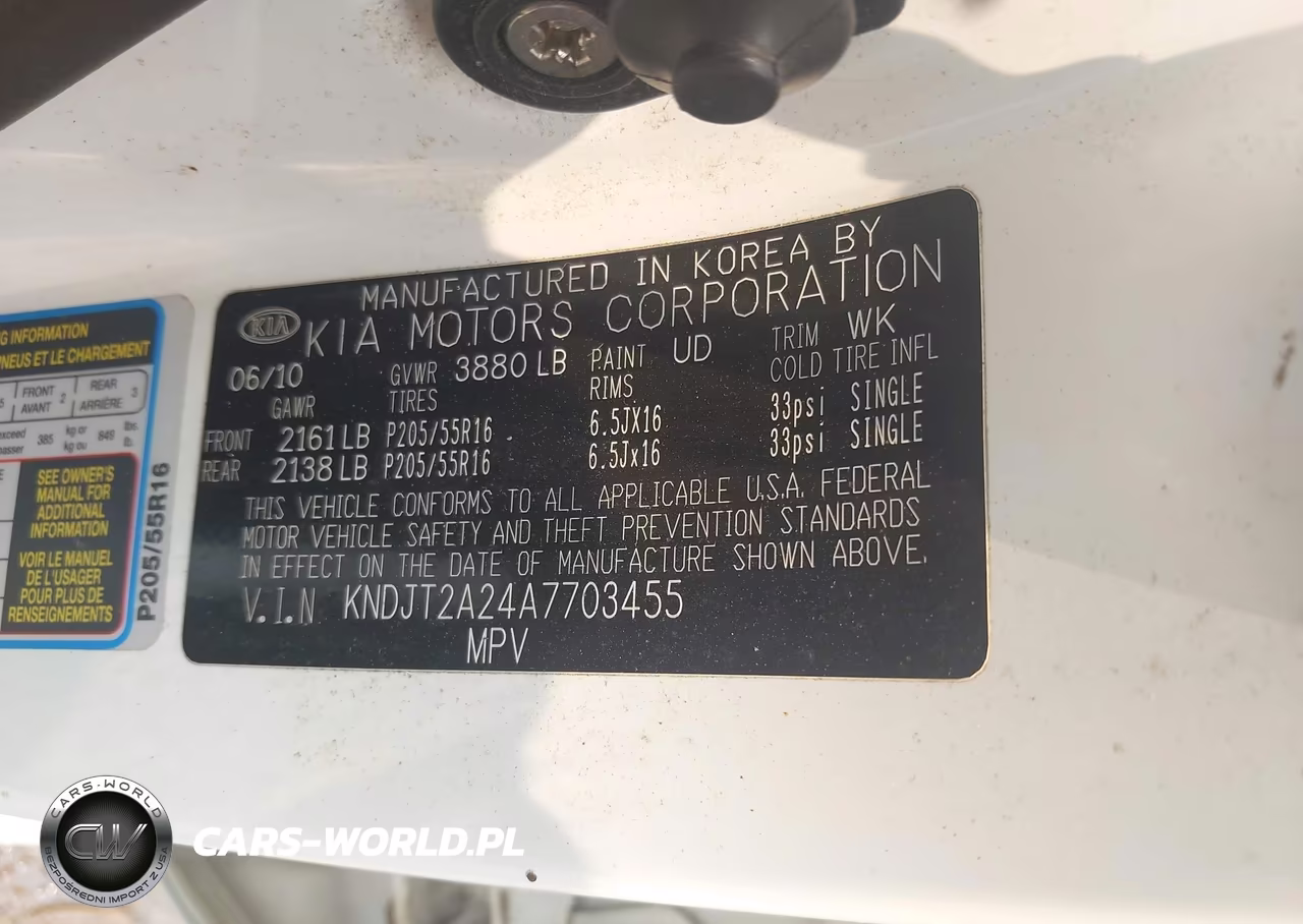 2010 Kia Soul + VIN:KNDJT2A24A7703455 - 9