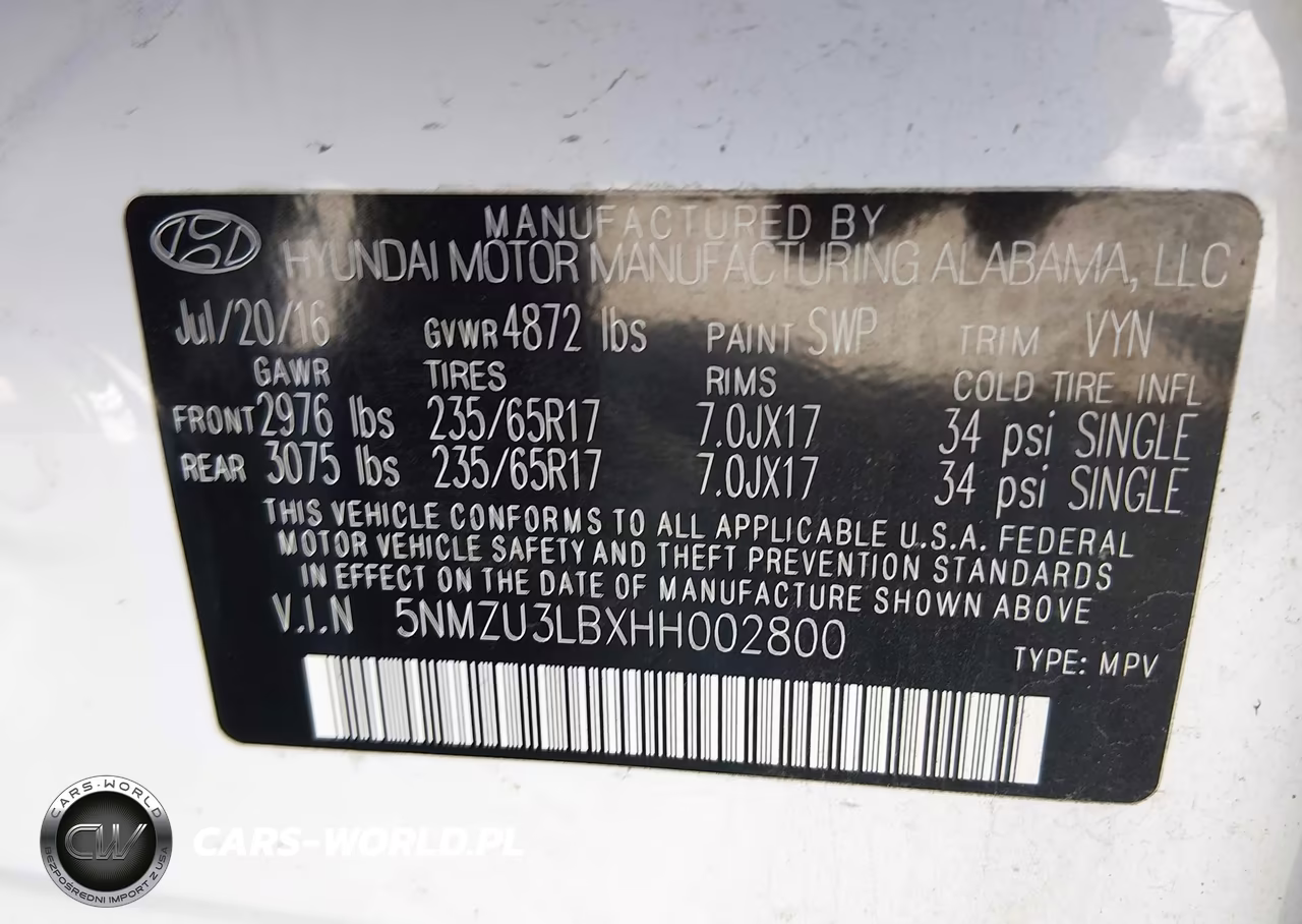 2017 Hyundai Santa Fe Sport 2.4L VIN:5NMZU3LBXHH002800 - 9