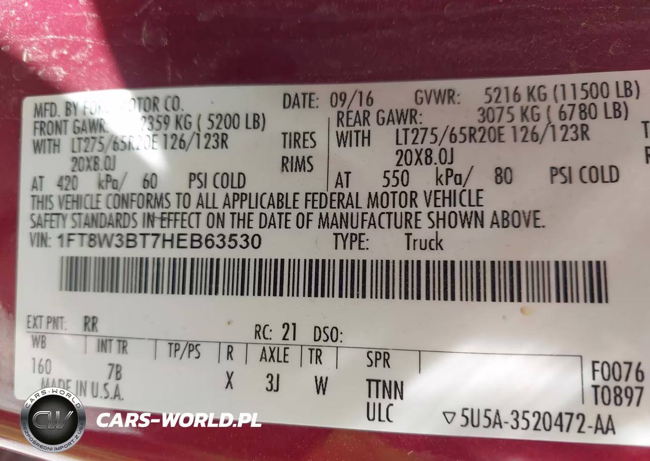 2017 Ford F-350 Platinum VIN:1FT8W3BT7HEB63530 - 9