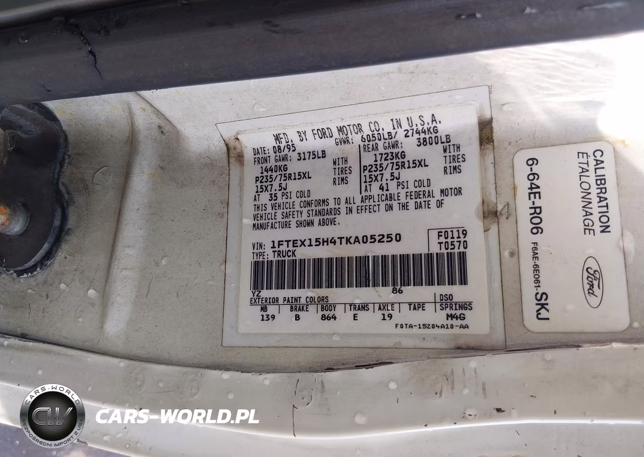 1996 Ford F150 VIN:1FTEX15H4TKA05250 - 9