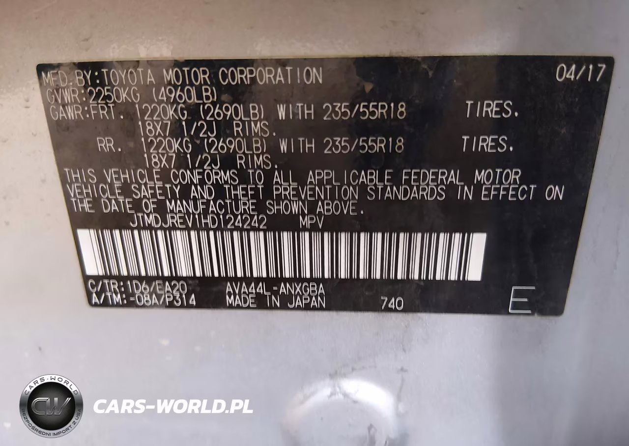 2017 Toyota Rav4 Hybrid Limited VIN:JTMDJREV1HD124242 - 9