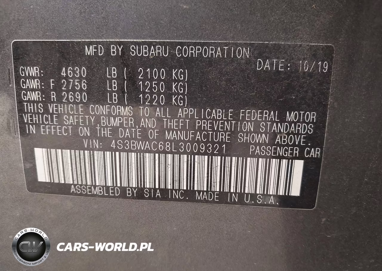 2020 Subaru Legacy Premium VIN:4S3BWAC68L3009321 - 9