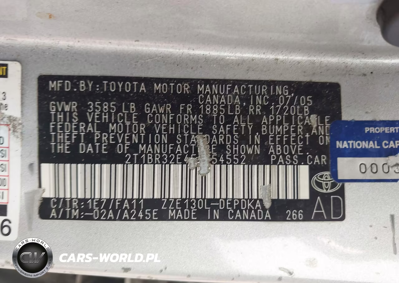 2005 Toyota Corolla Ce VIN:2T1BR32E45C554552 - 9