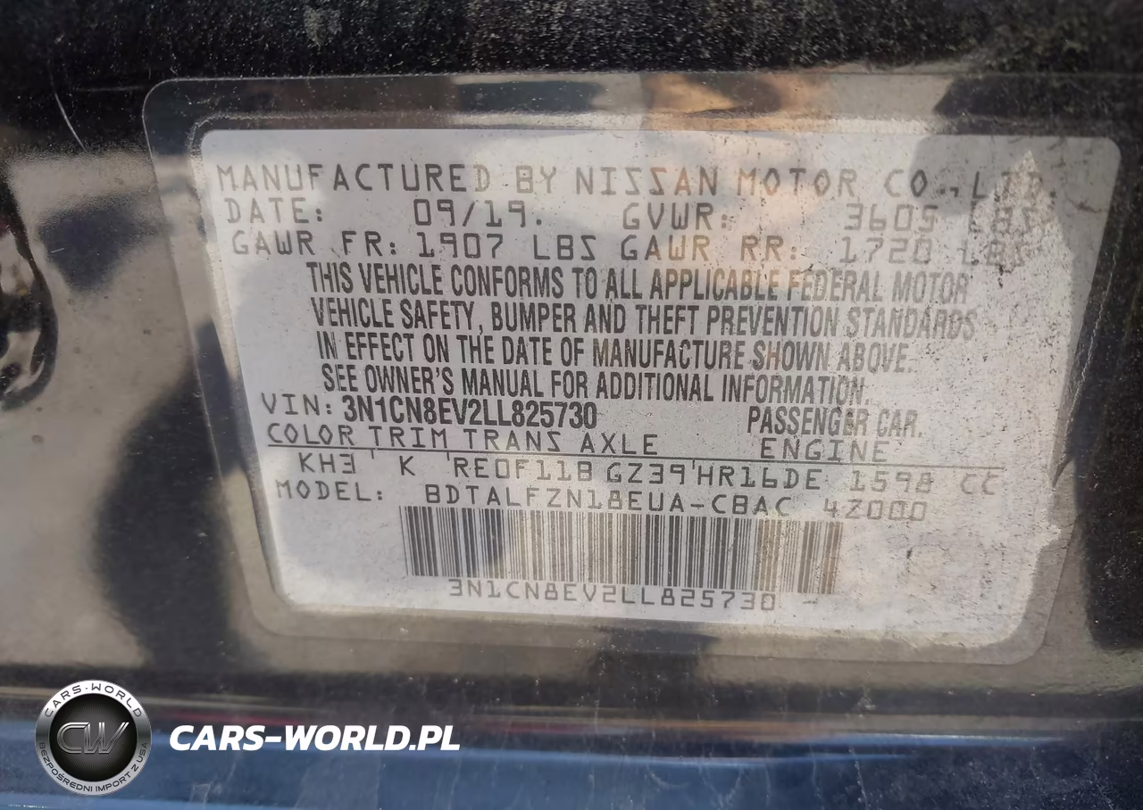 2020 Nissan Versa Sv Xtronic Cvt VIN:3N1CN8EV2LL825730 - 9