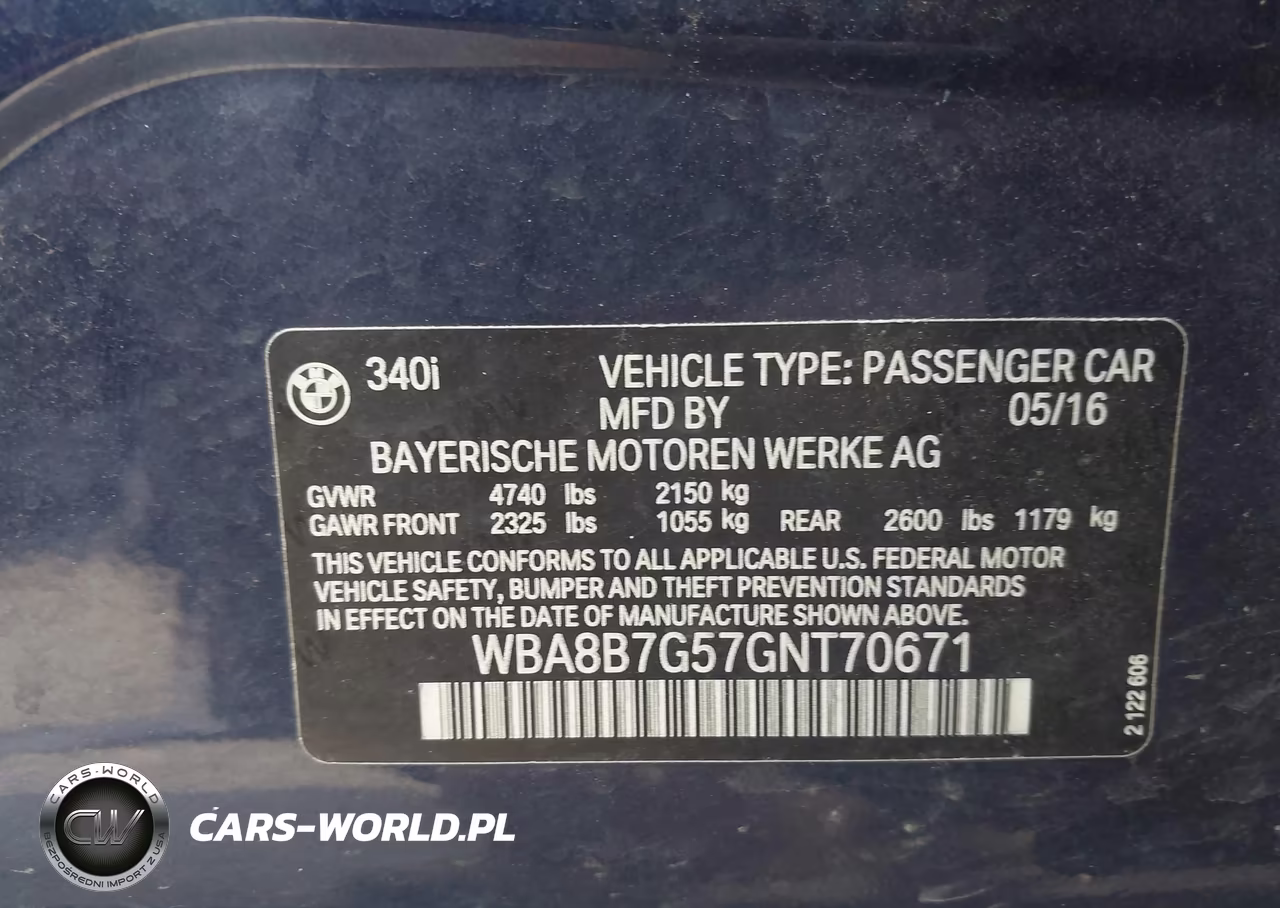 2016 BMW 340I xDrive VIN:WBA8B7G57GNT70671 - 9