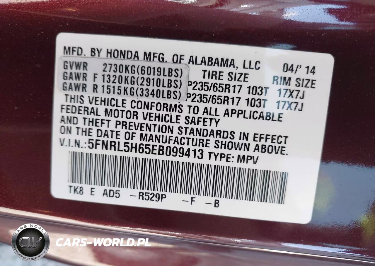 2014 Honda Odyssey Ex-L VIN:5FNRL5H65EB099413 - 9