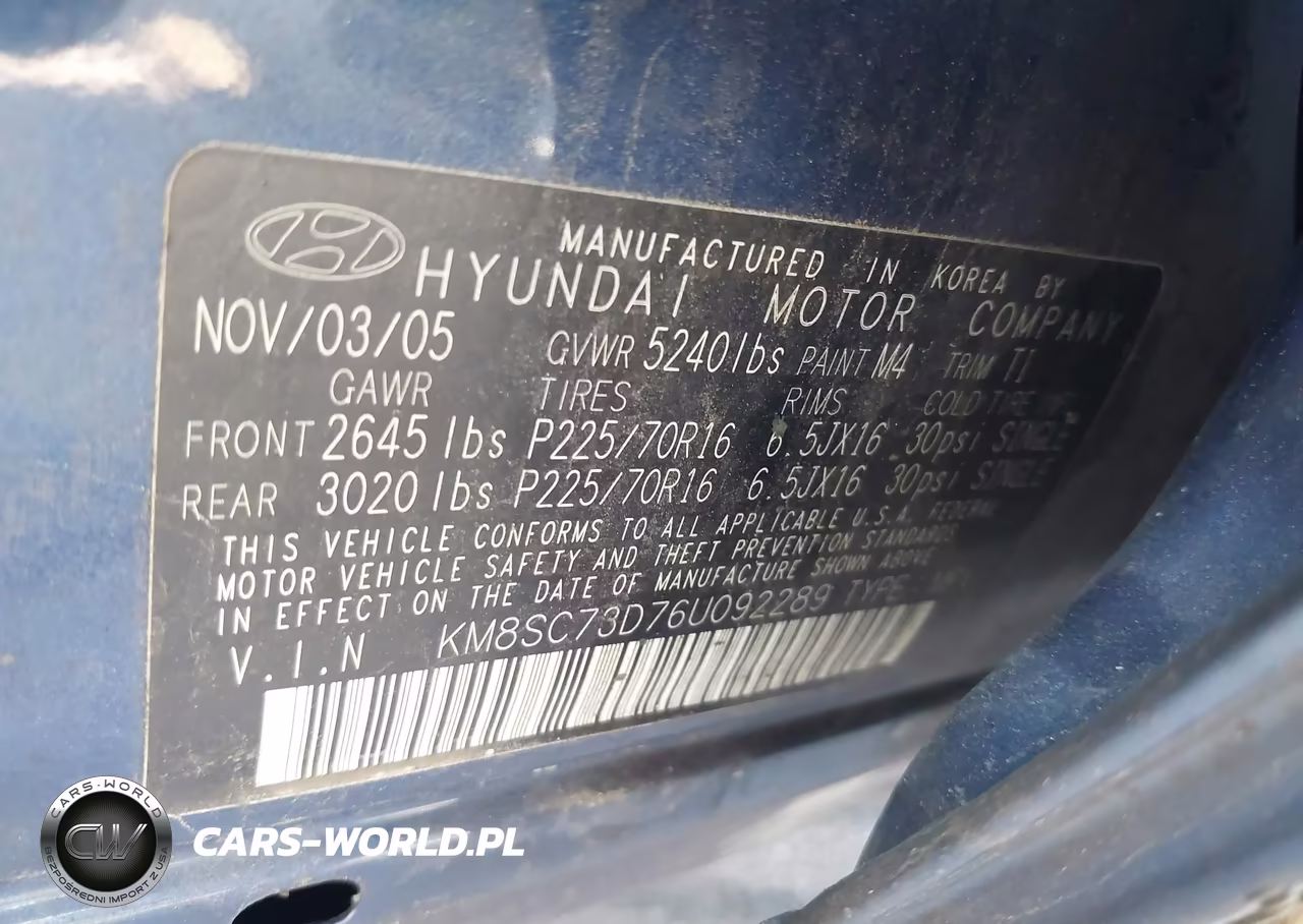 2006 Hyundai Santa Fe Gls VIN:KM8SC73D76U092289 - 9