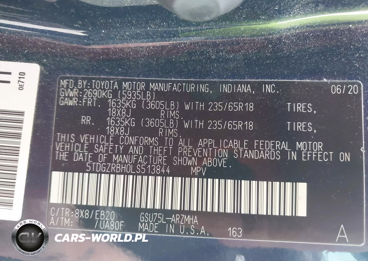 2020 Toyota Highlander Xle VIN:5TDGZRBH0LS513844 - 9