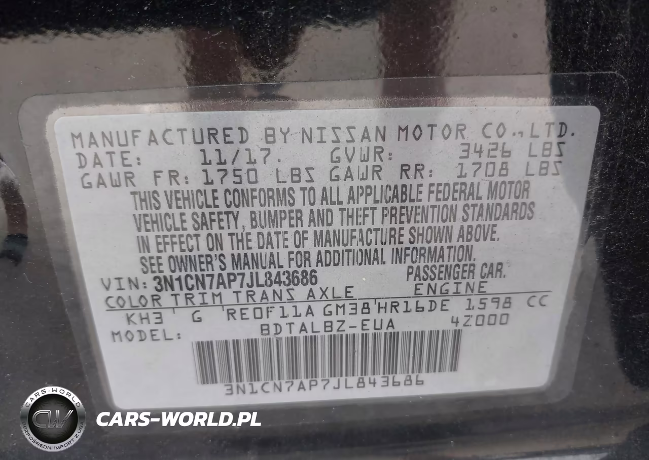 2018 Nissan Versa 1.6 Sv VIN:3N1CN7AP7JL843686 - 9