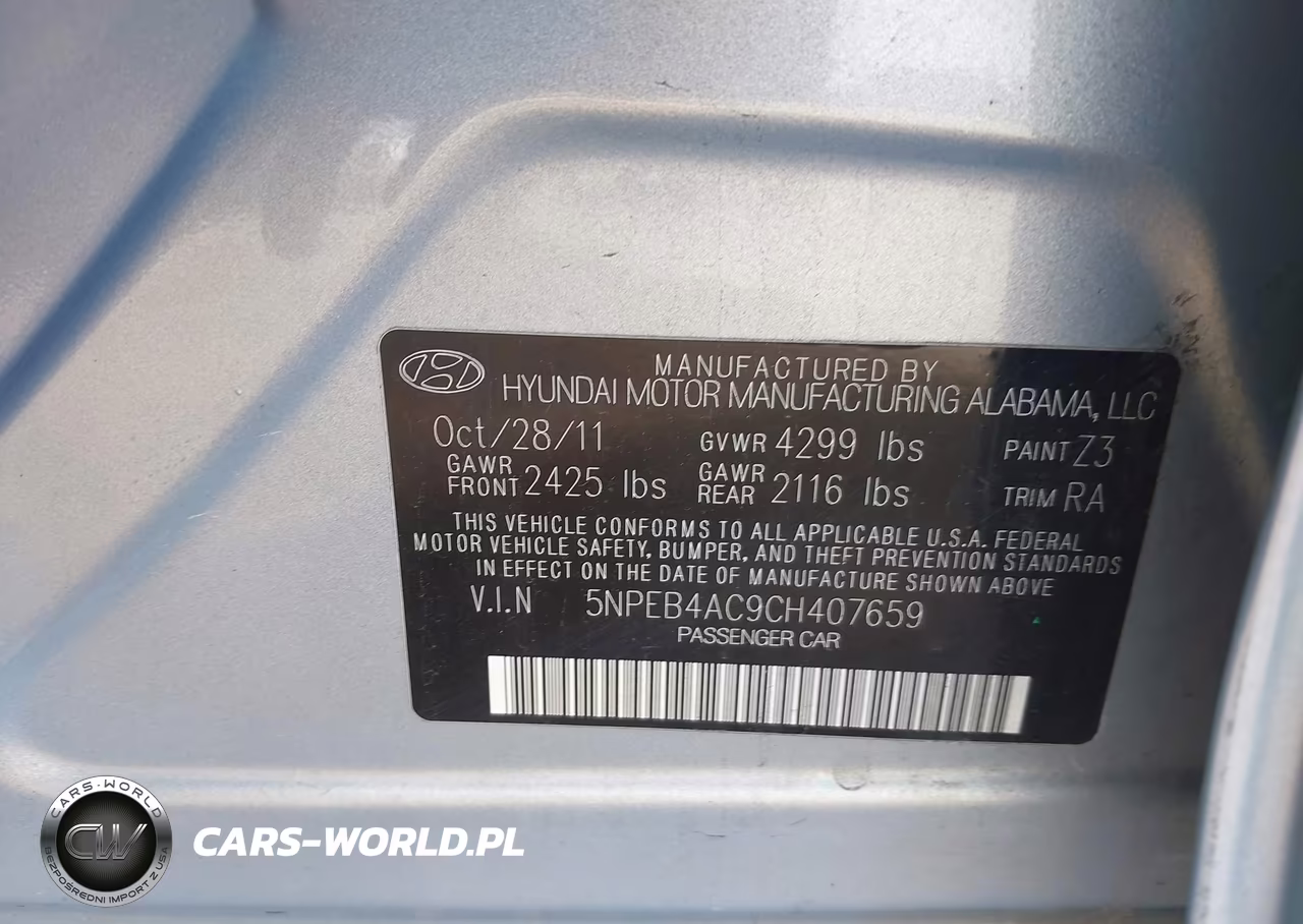 2012 Hyundai Sonata Gls VIN:5NPEB4AC9CH407659 - 9