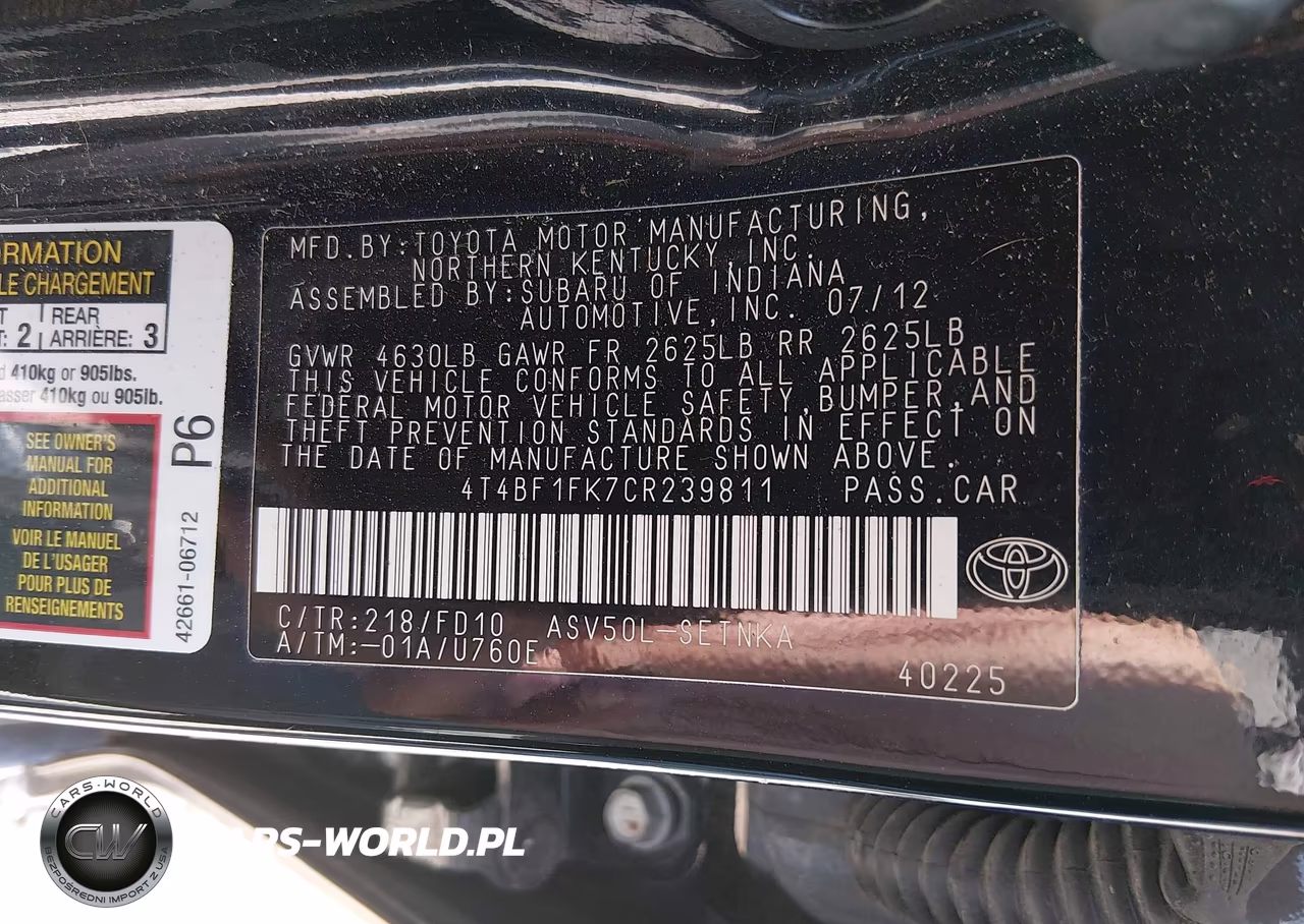 2012 Toyota Camry Le VIN:4T4BF1FK7CR239811 - 9
