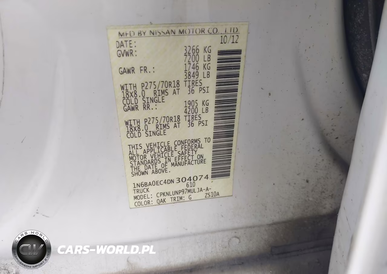2013 Nissan Titan Pro-4X VIN:1N6BA0EC4DN304074 - 9
