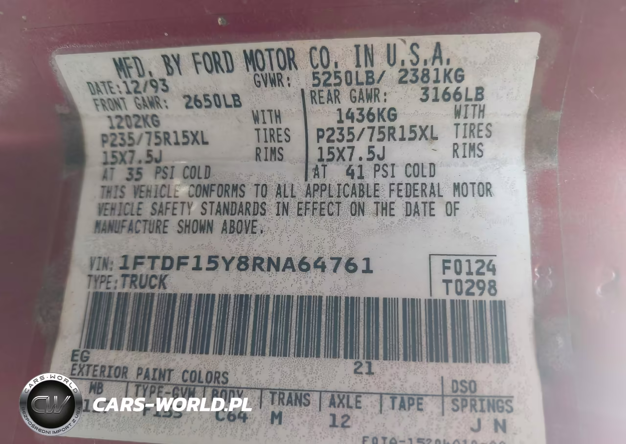 1994 Ford F150 VIN:1FTDF15Y8RNA64761 - 9