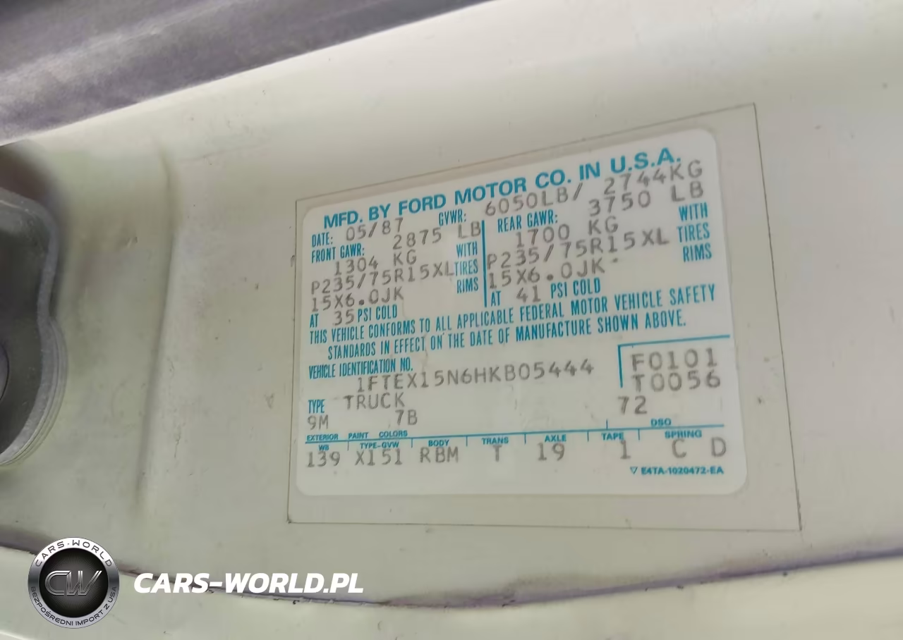1987 Ford F150 VIN:1FTEX15N6HKB05444 - 9