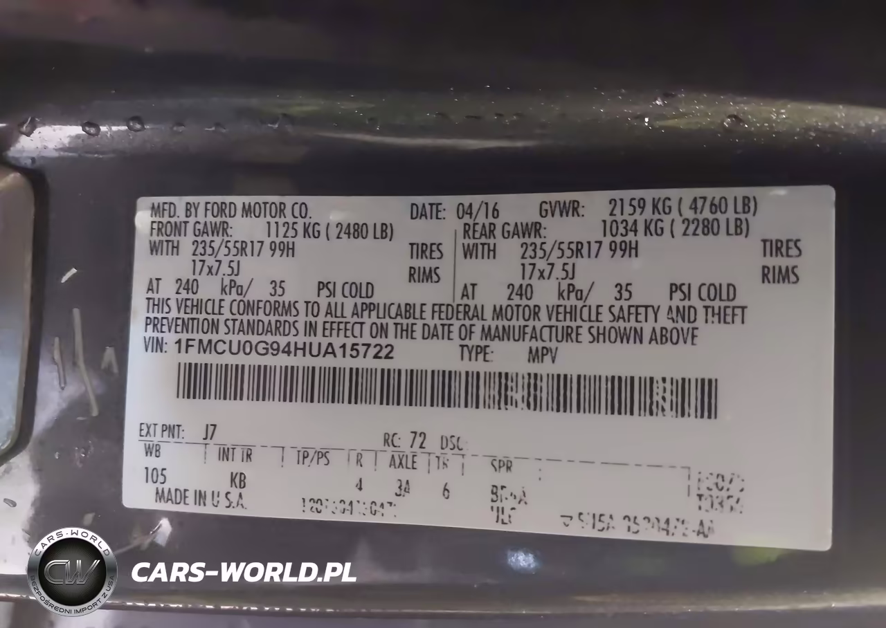 2017 Ford Escape Se VIN:1FMCU0G94HUA15722 - 9