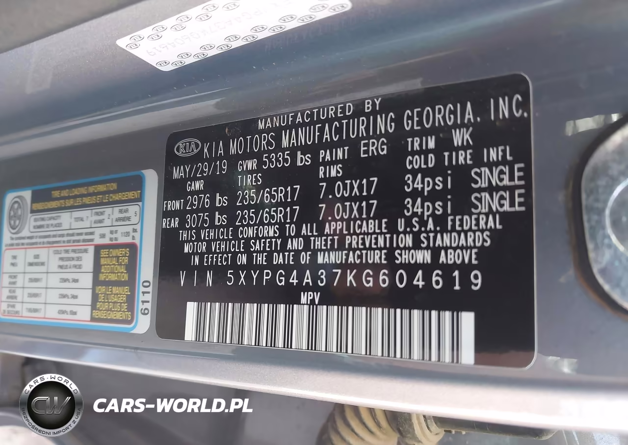 2019 Kia Sorento 2.4L L VIN:5XYPG4A37KG604619 - 9