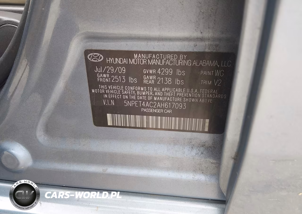 2010 Hyundai Sonata Gls VIN:5NPET4AC2AH617093 - 9