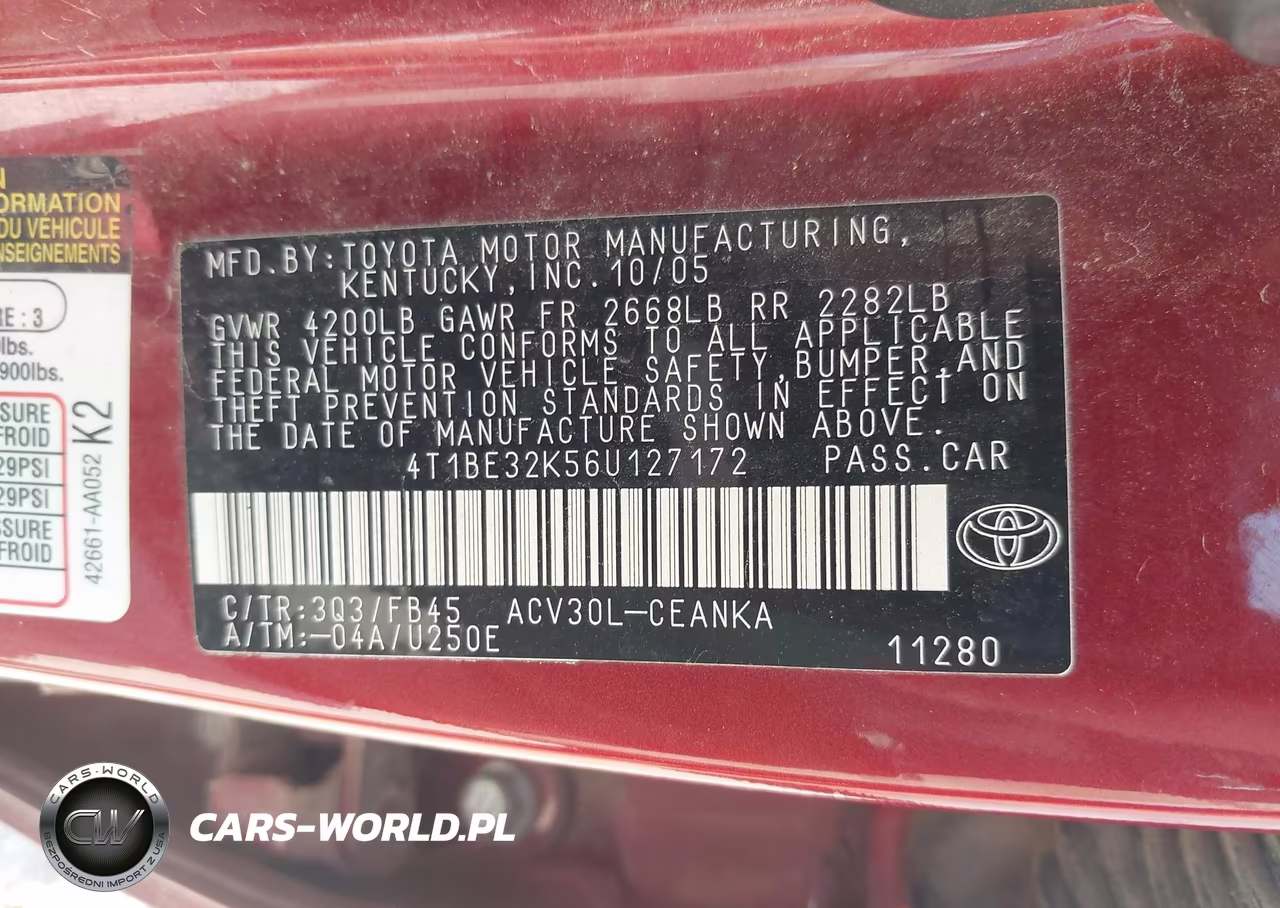 2006 Toyota Camry Le VIN:4T1BE32K56U127172 - 9