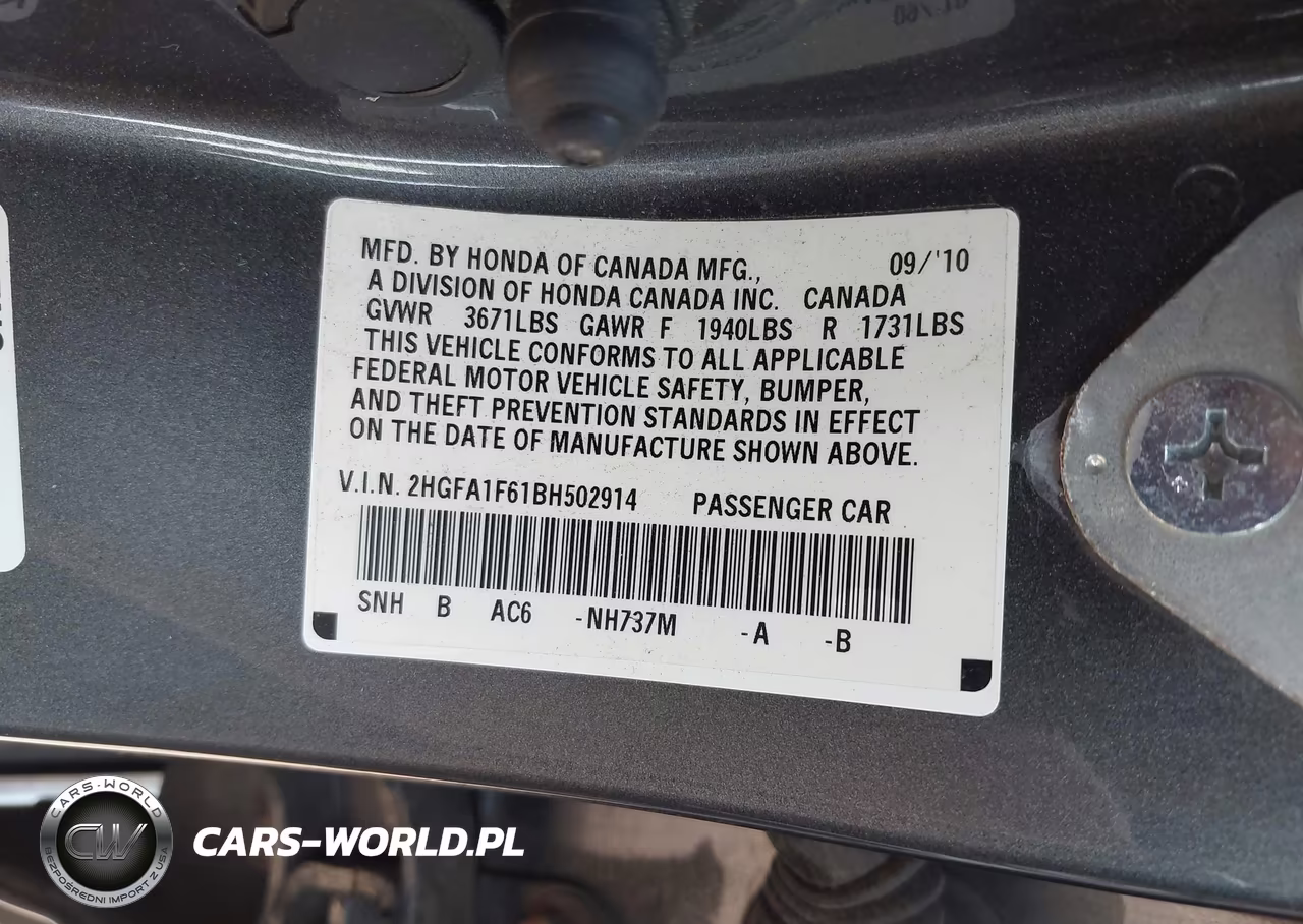2011 Honda Civic Lx-S VIN:2HGFA1F61BH502914 - 9