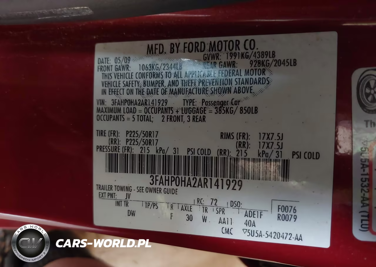 2010 Ford Fusion Se VIN:3FAHP0HA2AR141929 - 9