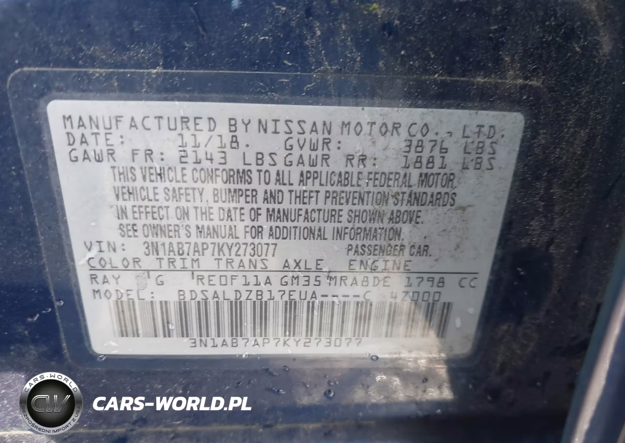 2019 Nissan Sentra Sv VIN:3N1AB7AP7KY273077 - 9
