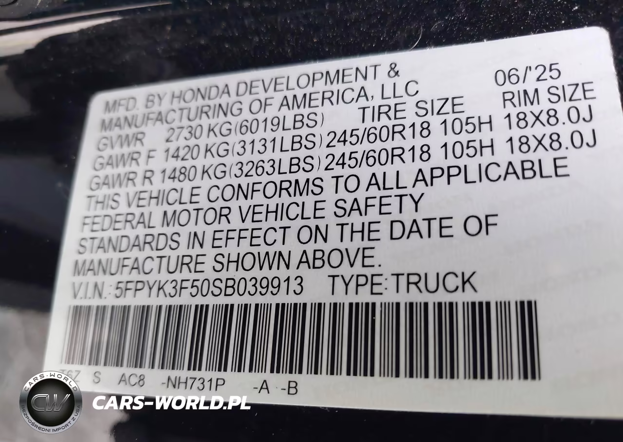 2025 Honda Ridgeline Rtl VIN:5FPYK3F50SB039913 - 9