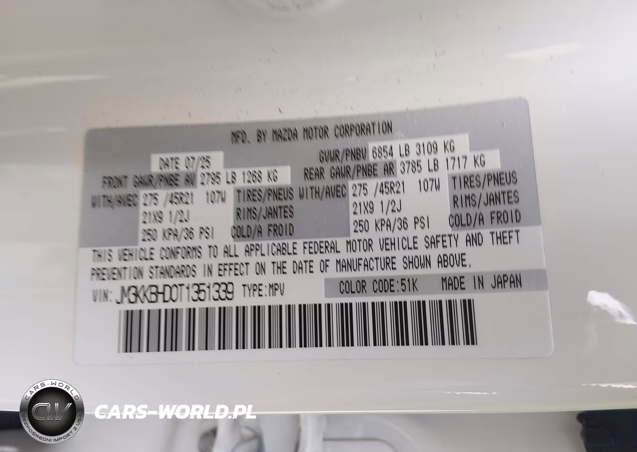 2026 Mazda Cx-90 3.3 Turbo Preferred VIN:JM3KKBHD0T1351339 - 9