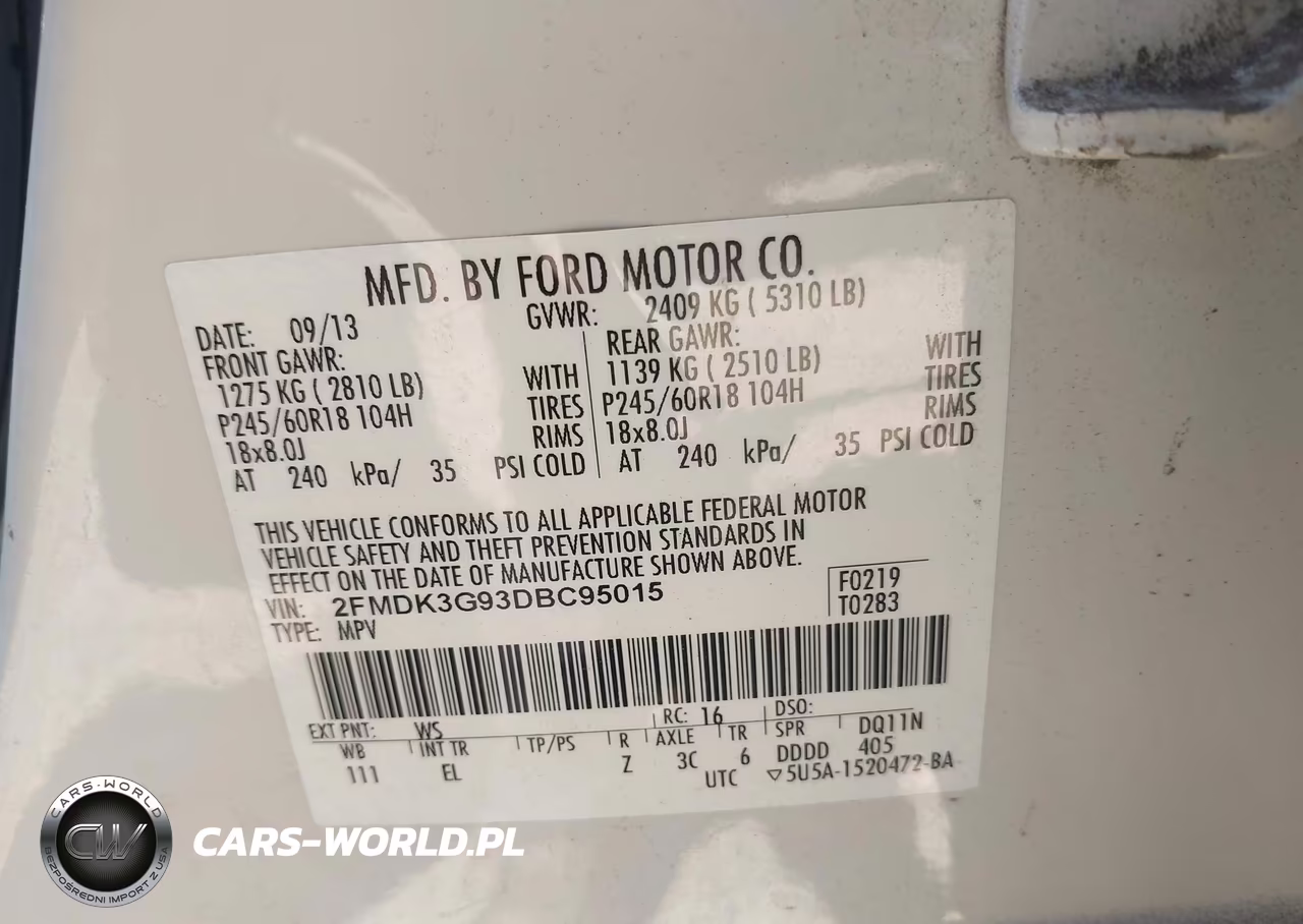 2013 Ford Edge Se VIN:2FMDK3G93DBC95015 - 9