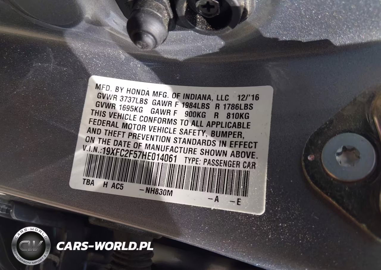 2017 Honda Civic Lx VIN:19XFC2F57HE014061 - 9